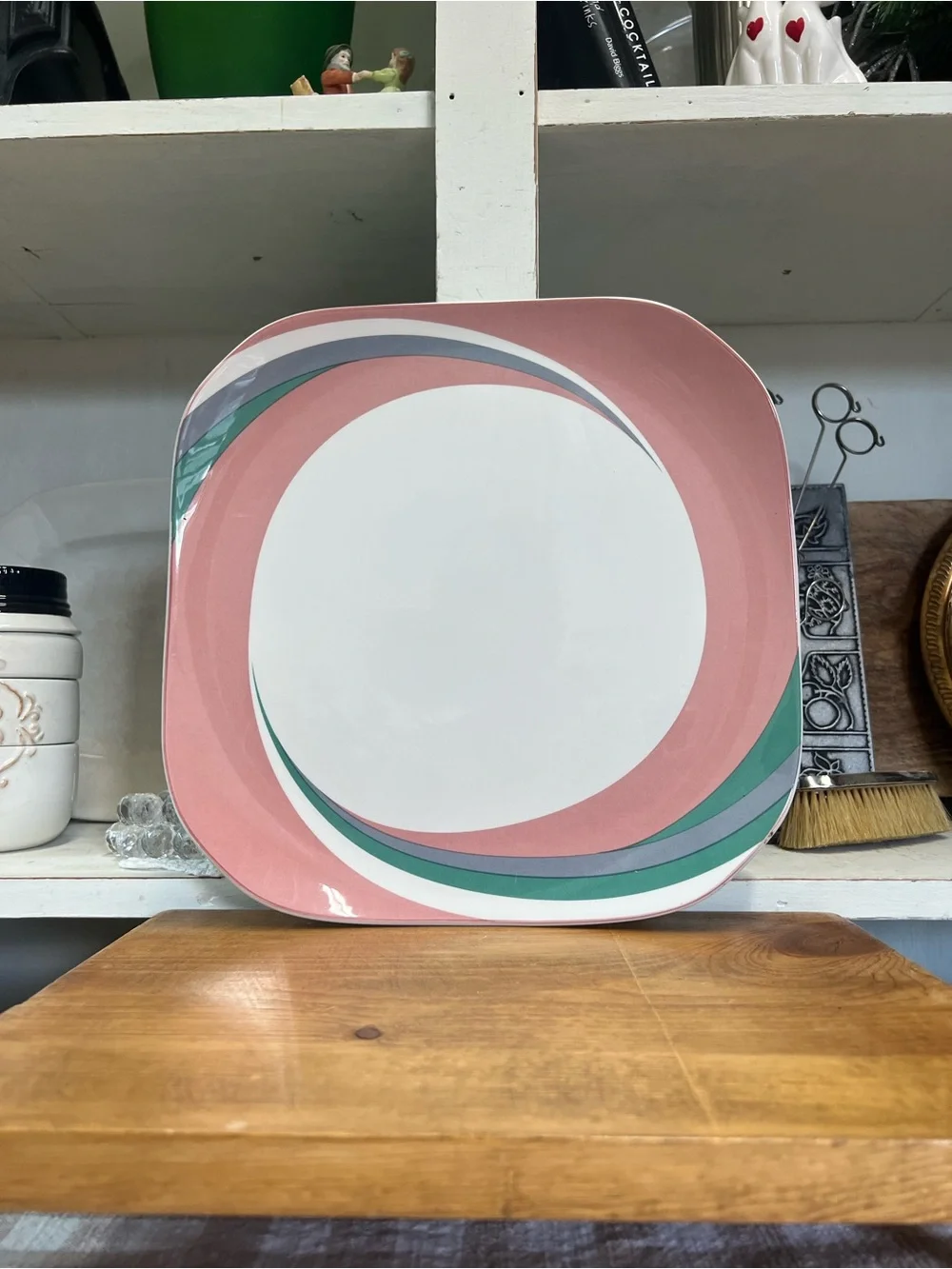 Vintage Sango pinwheel pink platter HTF serving retro mid century
